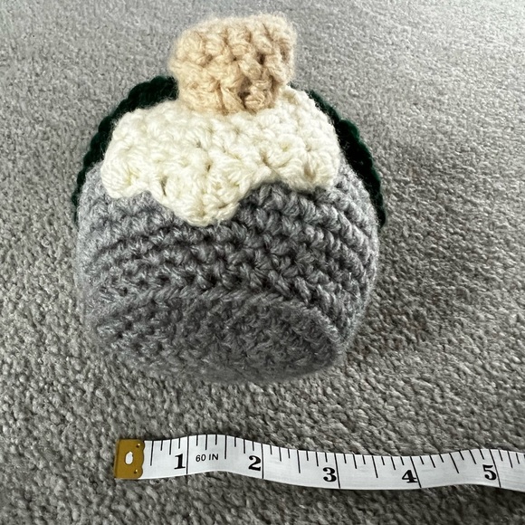 3/$50 Hand Crocheted Scandinavian Christmas Gnome Green & Gray! - Picture 3 of 11